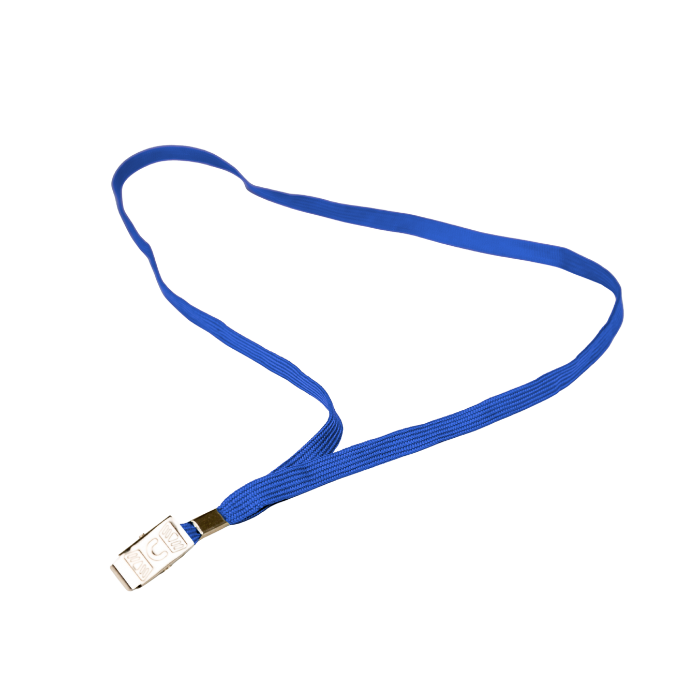 שרוך פוליאסטר כחול רוחב 10 מ"מ - סיומת קליפס