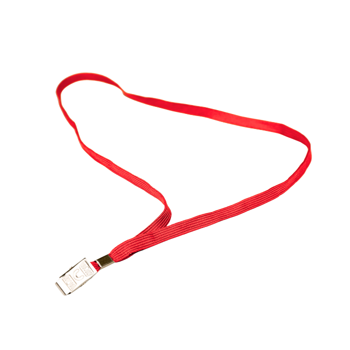 שרוך פוליאסטר אדום רוחב 10 מ"מ - סיומת קליפס