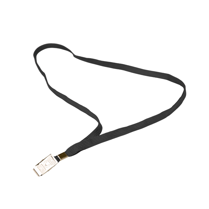 שרוך פוליאסטר שחור רוחב 10 מ"מ - סיומת קליפס