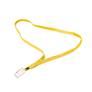 שרוך פוליאסטר צהוב רוחב 10 מ"מ - סיומת קליפס