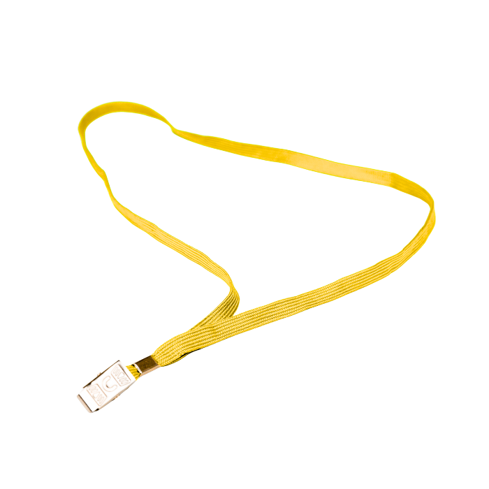 שרוך פוליאסטר צהוב רוחב 10 מ"מ - סיומת קליפס