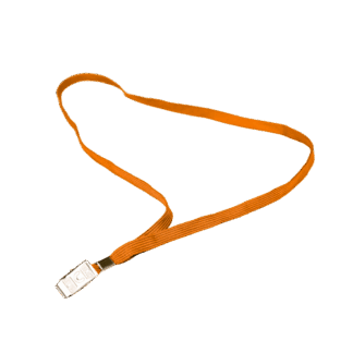 שרוך פוליאסטר כתום רוחב 10 מ"מ - סיומת קליפס