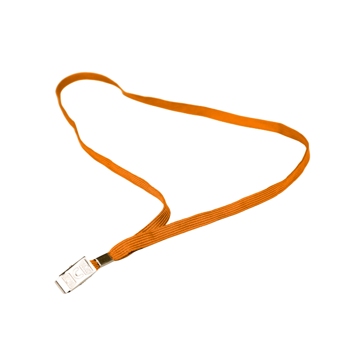 שרוך פוליאסטר כתום רוחב 10 מ"מ - סיומת קליפס